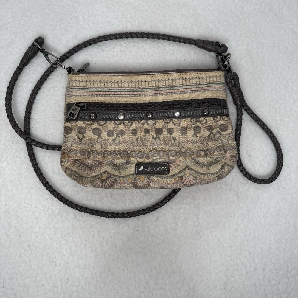 Sakroots Artist Circle Campus Mini Cross-Body w/ Adjustable Braid Strap Wristlet